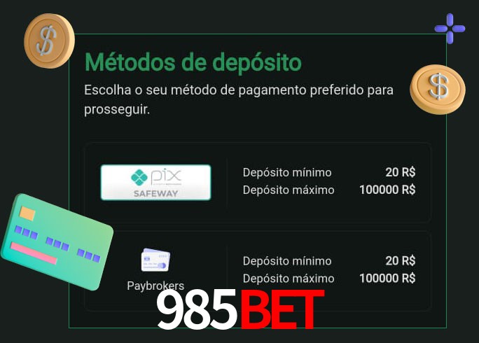 O cassino 985bet oferece uma grande variedade de métodos de pagamento